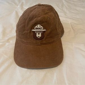 Smokey The Bear Hat Corduroy Brown Mad Engine Brand Strap Back 100% Cotton